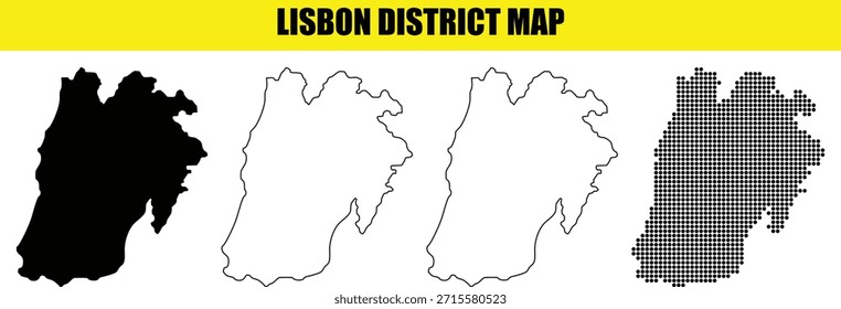 Lisboa mapas distritais definir preto silhueta pontilhada delinear versões região geográfica Portugal European country travel destination divisão política área administrativa coleção de cartografia