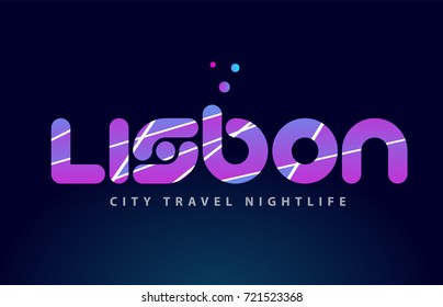 lisbon logo text word typography design for european capital city with colored texture suitable for a brochure or print