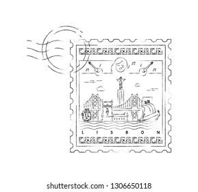 Lisbon minimal vector illustration and typography design