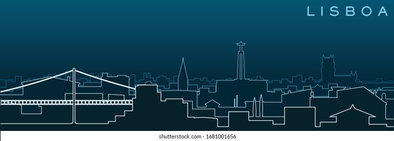 Lisbon Multiple Lines Skyline and Landmarks