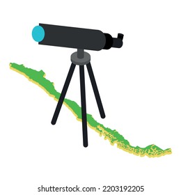 Lissabonner Sternwarte Symbol isometrische Vektorgrafik. Astronomisches Teleskop auf Stativsymbol. Portugal Attraktion, Tourismus