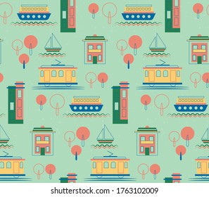 Lisbon pattern seamless design. Decoration textile and paper series