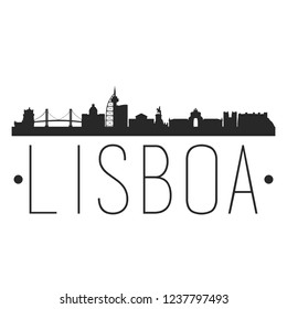 Lisbon Portugal. City Skyline. Silhouette City. Design Vector. Famous Monuments.