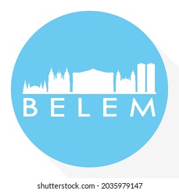 Belém, Lisbon, Portugal Round Button City Skyline Design. Silhouette Stamp Vector Travel Tourism.