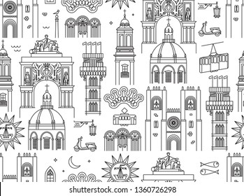Lisbon Portugal seamless pattern