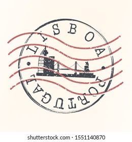 Lisbon Portugal Stamp Postal. Silhouette Seal. Passport Round Design. Vector Icon. Design Retro Travel. National Symbol.