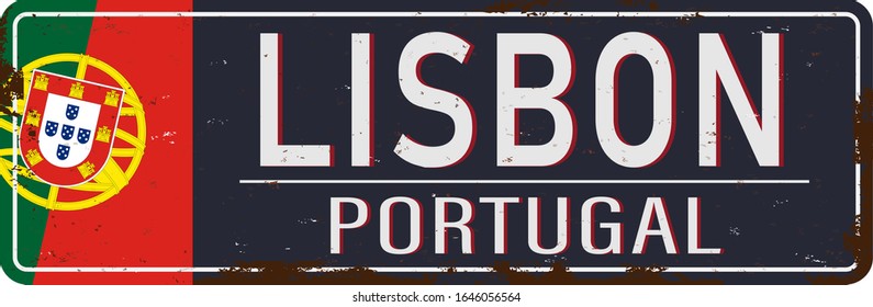 Lisbon , road sign vector illustration, road table, Portugal