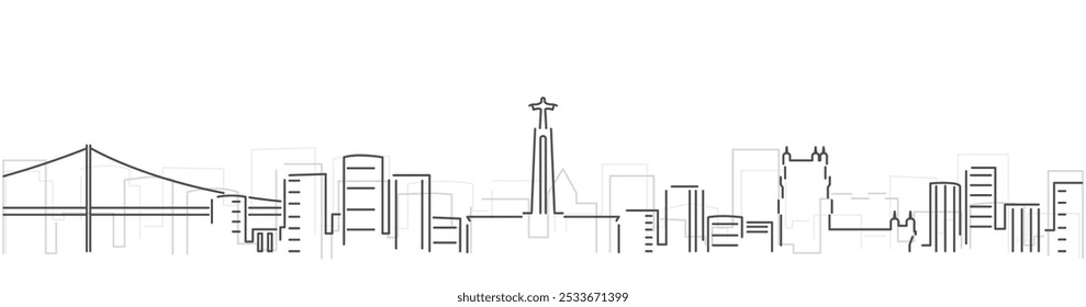 Lisboa Linhas escuras simples Skyline no fundo branco