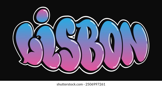 Lisboa - letras de una sola palabra, estilo graffiti. Logotipo dibujado a mano de Vector. Camiseta divertida de la impresión del estilo del graffiti de la moda, ciudad de Lisboa, concepto del cartel