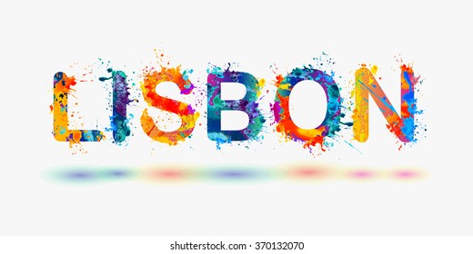 LISBON. Splash paint word