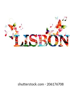 Lisbon vector design with butterflies 