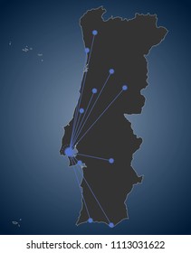 Lisbon-Centered Portugal Map