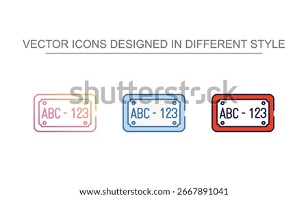 Lisence plate icon design with white background stock illustration