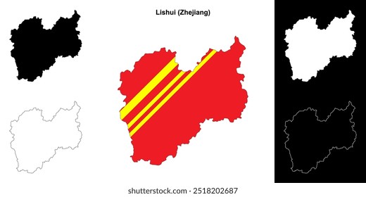 Conjunto de mapa de contorno en blanco de Lishui