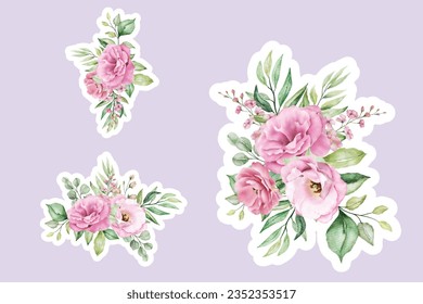 lisianthus flowers bouquets and branches stickers illustration