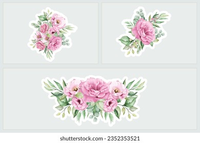 lisianthus flowers bouquets and branches stickers illustration