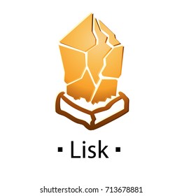 Lisk cryptocurrency golden icon. Vector illustration isolated on white background.