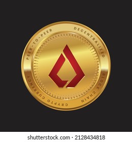 Lisk LSK token cryptocurrency logo on gold coin in red color theme.