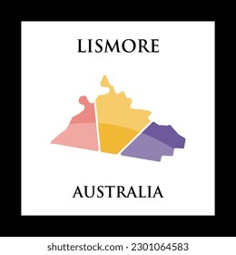 Diseño del logotipo geométrico del mapa de ciudades de Lismore