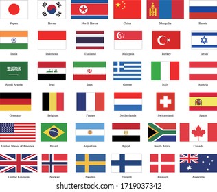 List of 36 kinds of national flags