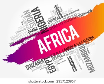 List of African countries word cloud collage, africa business and travel concept background