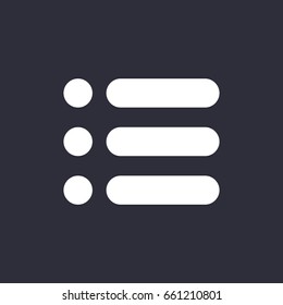 List Application Mobile icon in trendy flat style white on isolated dark background symbol for your design logo UI Vector illustration EPS10