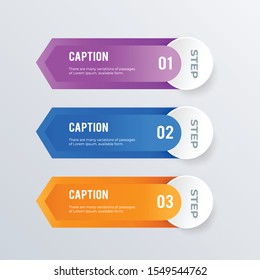 Mostrar diseño de plantillas de infografías de flecha. Información de concepto de negocio con 3 opciones, pasos o procesos. La visualización de vectores se puede utilizar para el diseño de flujo de trabajo, diagrama, informe anual, web