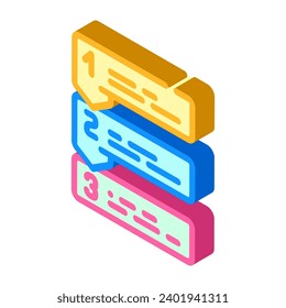 list with arrows isometric icon vector. list with arrows sign. isolated symbol illustration
