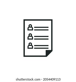 icono de la lista de asistentes aislados en fondo blanco.