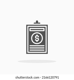 List Auction Document glyph icon. Can be used for digital product, presentation, print design and more.