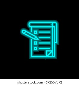 List blue glowing neon ui ux icon. Glowing sign logo vector
