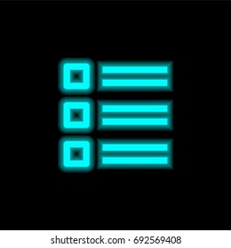 List blue glowing neon ui ux icon. Glowing sign logo vector