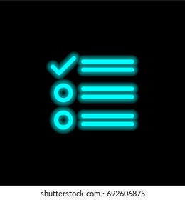 List blue glowing neon ui ux icon. Glowing sign logo vector