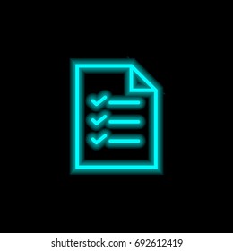 List blue glowing neon ui ux icon. Glowing sign logo vector