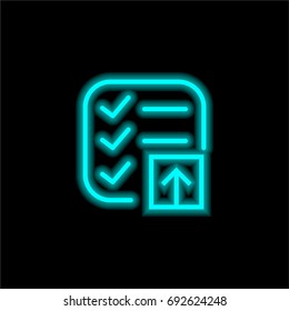 List blue glowing neon ui ux icon. Glowing sign logo vector