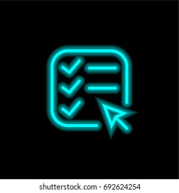 List blue glowing neon ui ux icon. Glowing sign logo vector