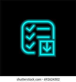 List blue glowing neon ui ux icon. Glowing sign logo vector