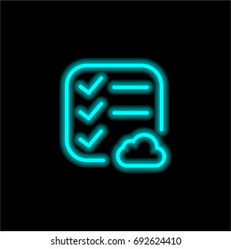 List blue glowing neon ui ux icon. Glowing sign logo vector
