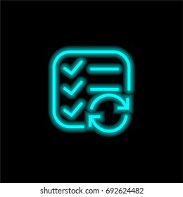 List blue glowing neon ui ux icon. Glowing sign logo vector