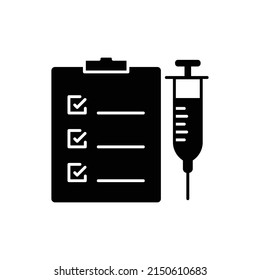 List board icon with syringe. suitable for health symbol. solid icon style. simple design editable. Design template vector