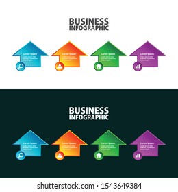 List business infographic vector template, 4 options, steps, with text holders and numbers, including icons