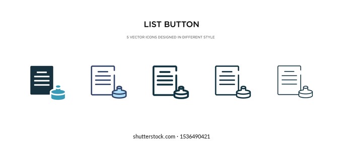 list button icon in different style vector illustration. two colored and black list button vector icons designed in filled, outline, line and stroke style can be used for web, mobile, ui