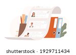 List of candidates for vacancy. HR, human recruiting and hiring concept. Selecting from applicants and searching for staff. Colored flat vector illustration isolated on white background