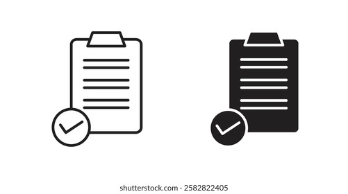 List check filled and outlined icons vectors on white background
