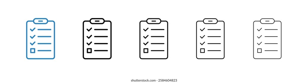 List check icons in five different stroke sizes