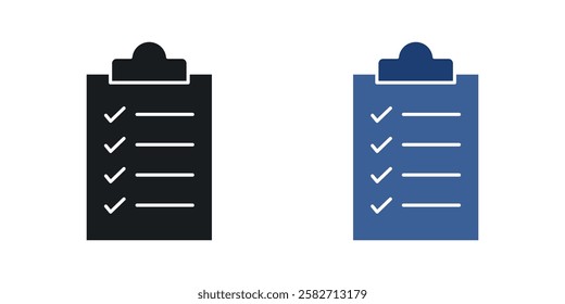 List check icons set vectors black and colored style