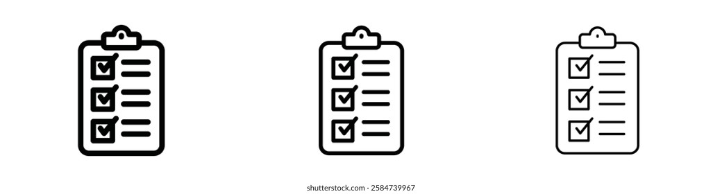 List check icons in three different stroke lines