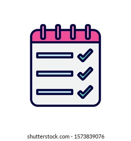 list check mark notepad spiral icon vector illustration