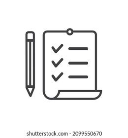 List of check mark and pencil, icon.