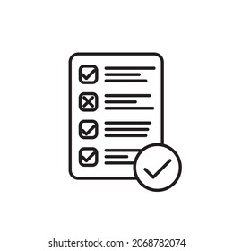 lista con marca de verificación Línea negra del vector